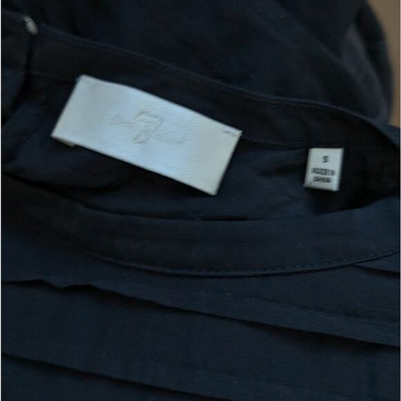 7 For All Mankind Black Ruffle Cap Sleeve Crew-Neck Blouse Top, size S - Picture 4 of 6